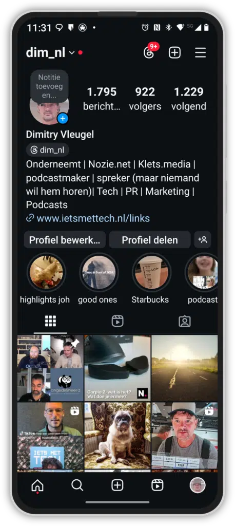 Profielkaart Instagram
