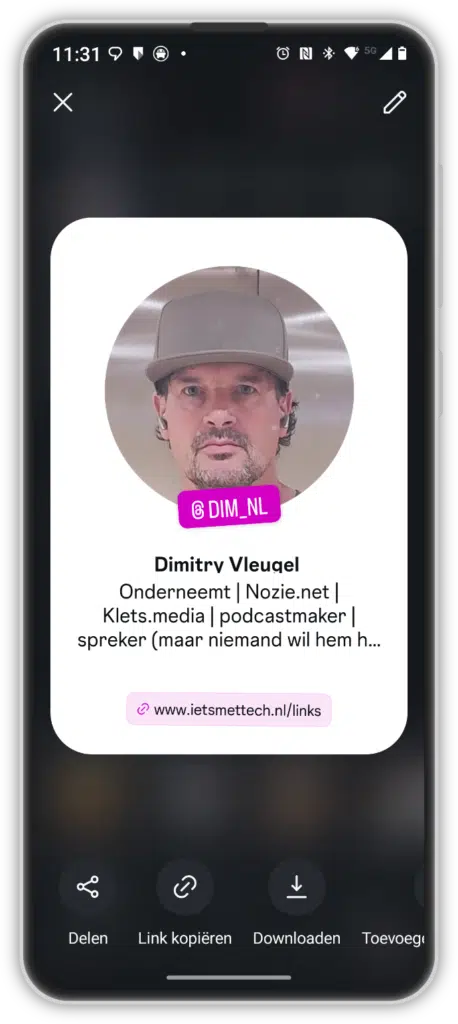 Profielkaart Instagram